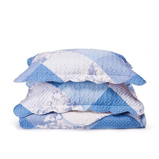 cxmicrotex Blue Rose Printed Quilt Set Patchwork Patchwork