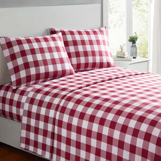 Set lenjerie de pat cu model în carouri