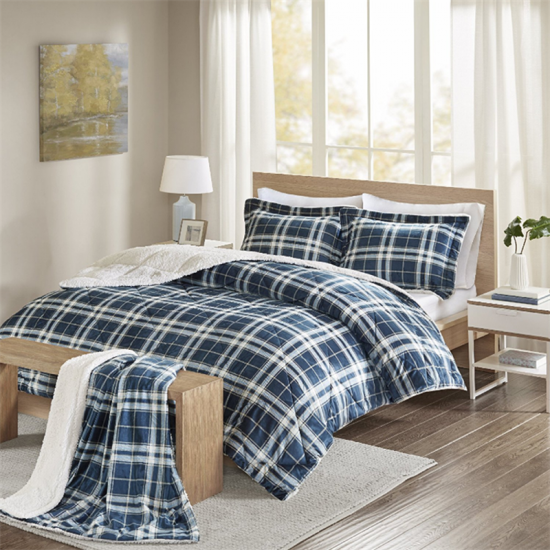 Set de pat Plaid To Sherpa Set Pat Matlasat Colectia Iarna