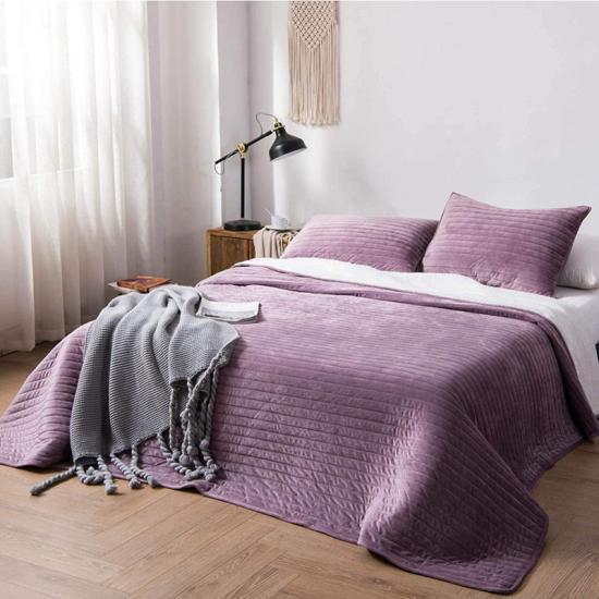 Set de lenjerie de pat matlasată solidă Sherpa, cu ultrasunete